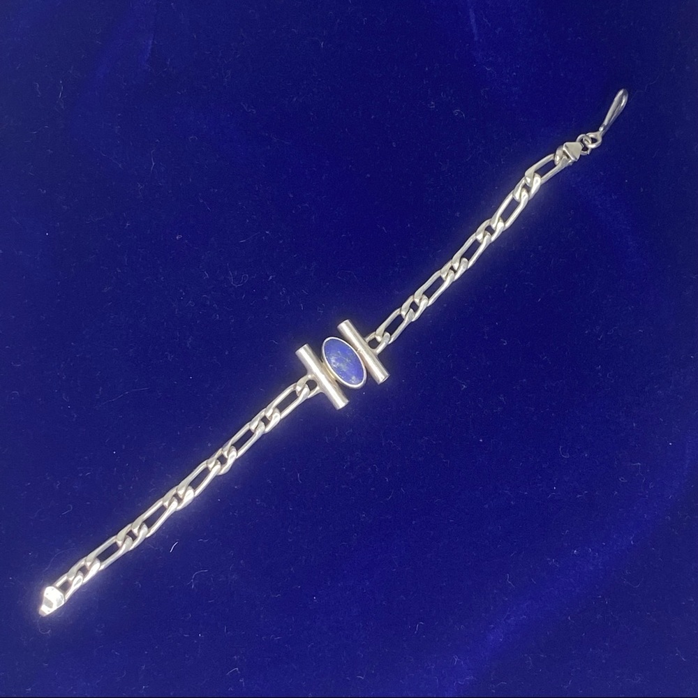 Sterling Silver Bracelet with Blue Stone